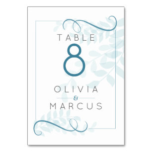 Moderne Smokey Blue Aquamarin Accents Blass Blue B Tischnummer