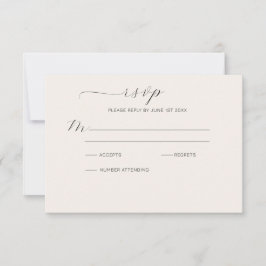Moderne Smokey Gold und Line Floral Ampere und UAW RSVP Karte