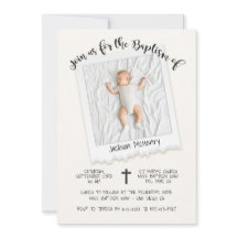 Moderne Snap Shot Foto Taufe Einladung