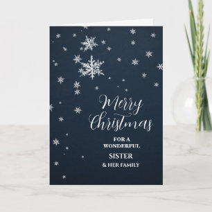 Moderne Snow Sister & Familie Frohe Weihnachten Karte