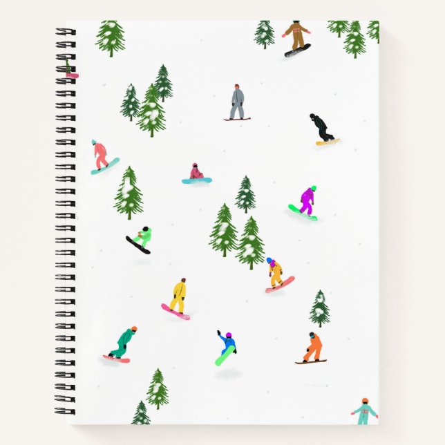 Moderne Snowboarder Snowboarden Illustration Notizbuch (Vorderseite)