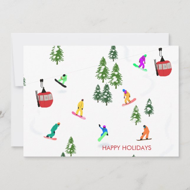 Moderne Snowboarder Snowboarder-Holiday Card Feiertagskarte (Vorderseite)