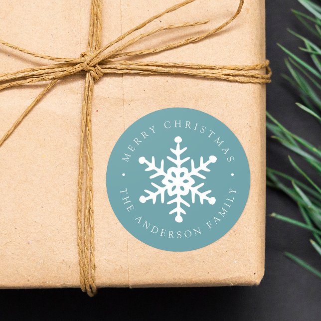 Moderne Snowflake Blue Frost Holiday Sticker (Von Creator hochgeladen)