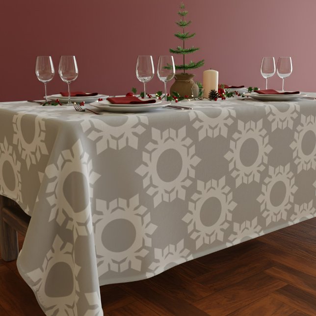 Moderne Snowflake Grau Weihnachtsfeiertag Tableclo Tischdecke (A bold snowflake pattern tablecloth that makes your festive table!)