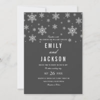 Moderne Snowflake Gray Wedding Einladung