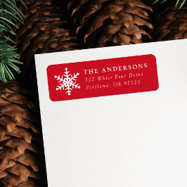 Moderne Snowflake Red Holiday Rücksendeadresse