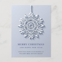 Moderne Snowflake Weihnachten Firmengrüße Postkarte