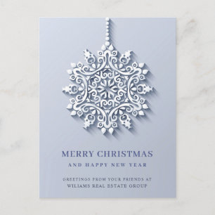 Moderne Snowflake Weihnachten Firmengrüße Postkarte