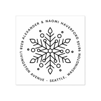 Moderne Snowflake Weihnachts-Rücksendeadresse Gummistempel