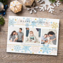 Moderne Snowflakes Happy Holidays Card