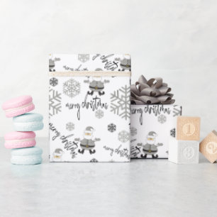 Moderne Snowflakes Muster im Santa Hahnentrittmust Geschenkpapier