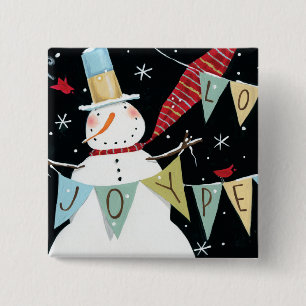 Moderne Snowmen Liebe, Freude, Frieden Button