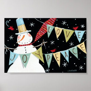 Moderne Snowmen-Liebe, Freude, Frieden Poster