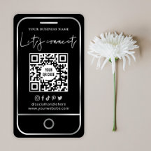Moderne Social Media Black & Silver Scannable QR