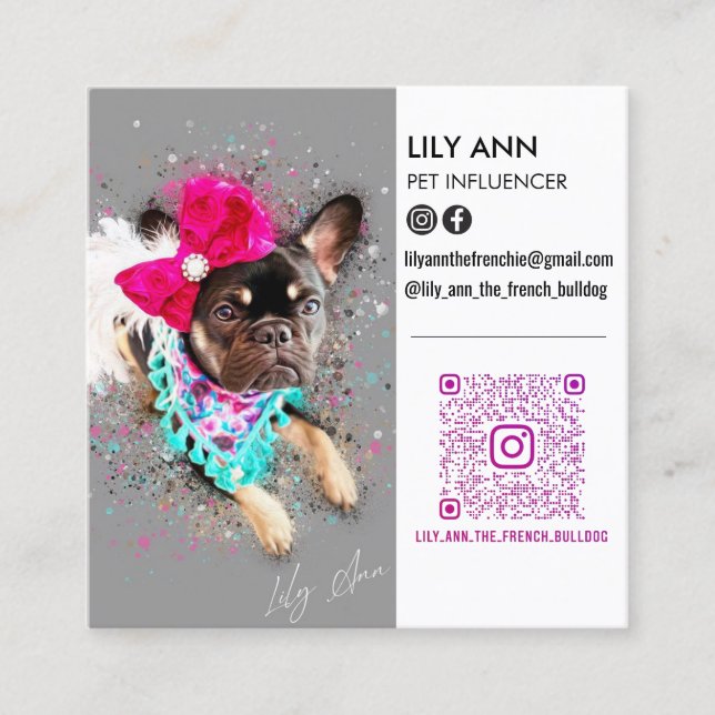 Moderne Social Media Double Foto QR Quadratische Visitenkarte (Vorderseite)