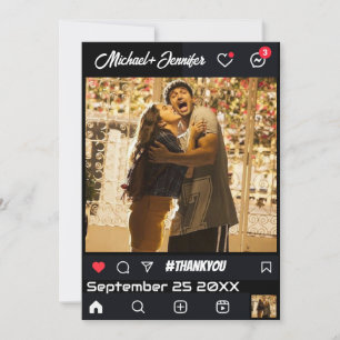Moderne Social Media Inspirierte Hochzeit Dankeskarte