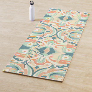 Moderne Soft Beach Farben Abstrakt Mosaik Monogram Yogamatte
