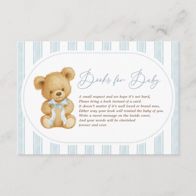 Moderne Soft Blue Teddy Bear Books for Baby Begleitkarte (Vorderseite)