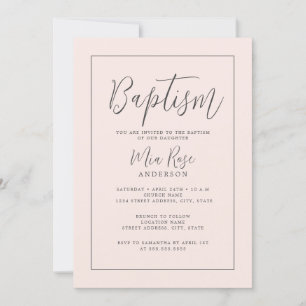 Moderne Soft-Pink Mädchen-Taufe Einladung