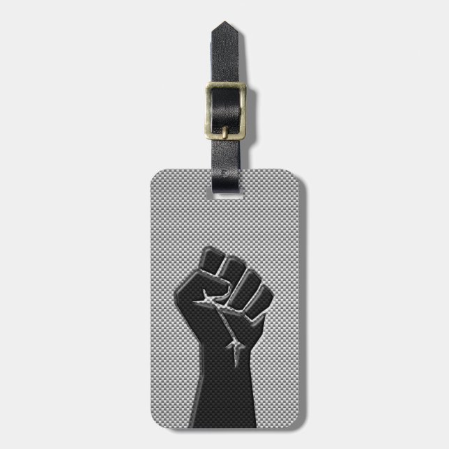 Moderne Solidaritätsfaust im Carbon Fibre-Stil Gepäckanhänger (Vorderseite vertikal)