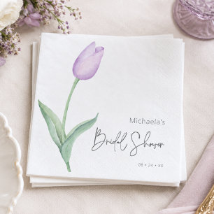 Moderne Solo-Hochzeitsdusche Tulpen-Lunch im lila  Serviette