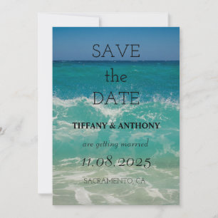 Moderne Sommer-Ozean-Strand-Hochzeit Save The Date