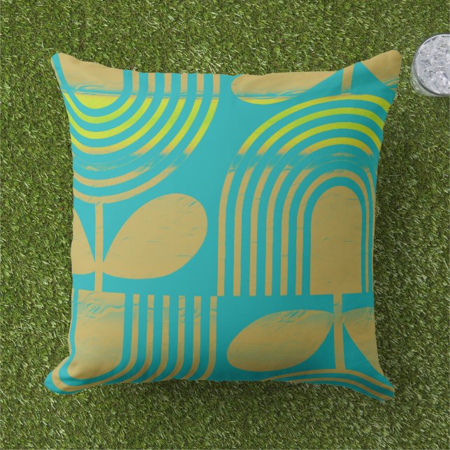 Moderne Sommer-Pastell-Geometrie Kissen (Gras)