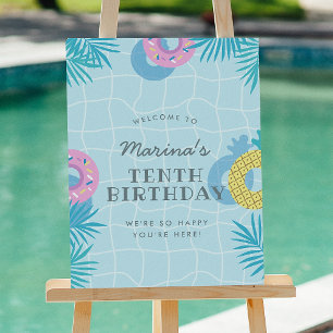 Moderne Sommer-Poolparty-Geburtstagsfeier Poster