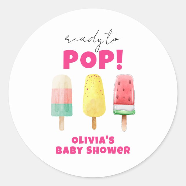 Moderne Sommer Popcice Ice Cream Baby Dusche Runder Aufkleber (Vorderseite)