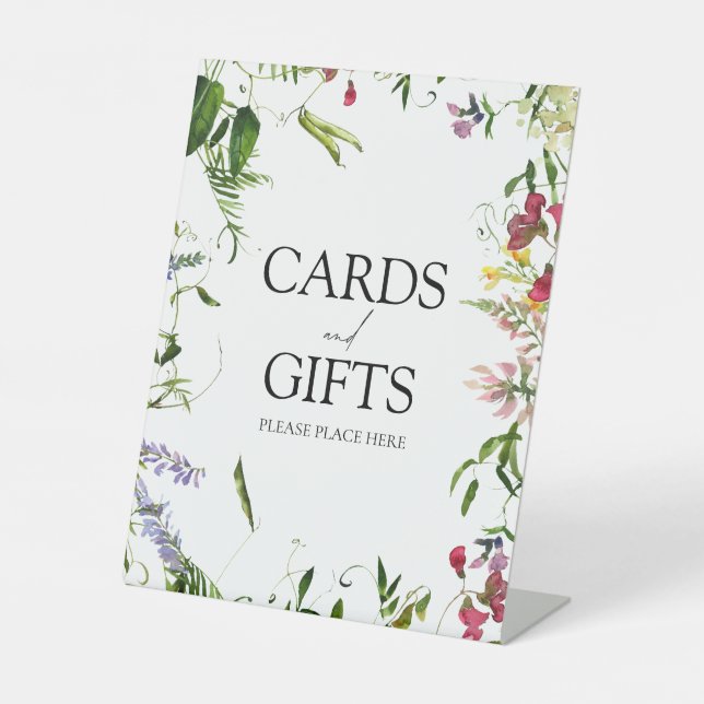 Moderne Sommer-Wildblume Kalligrafie Hochzeitsgesc Sockelschild (Vorderseite)