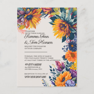 Moderne Sommerblumen Hochzeit Einladung