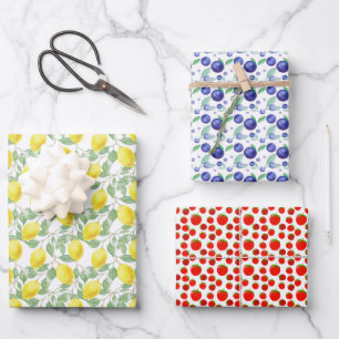 Moderne Sommerfrüchte Muster Geschenkpapier Set