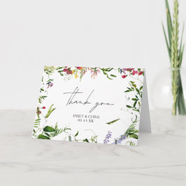 Moderne Sommerhochzeit Wildblume Vielen Dank Karte