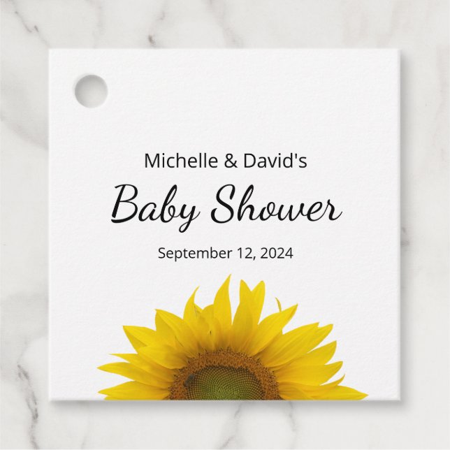 Moderne Sonnenblume Einfache Babydusche Geschenkanhänger (Vorderseite)