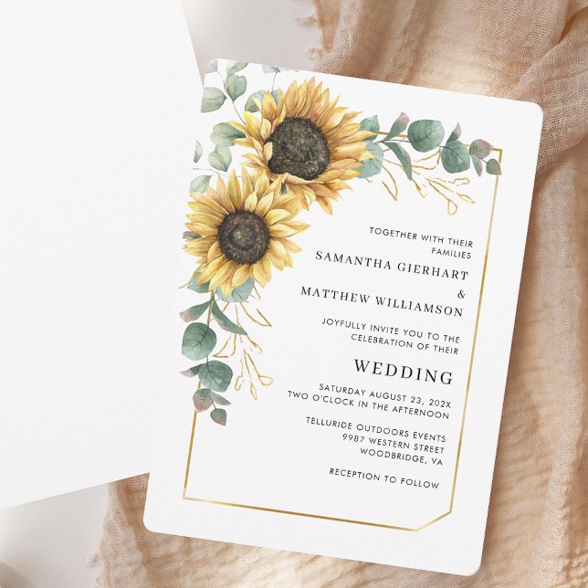 Moderne Sonnenblume Elegante Hochzeit der Blumen Einladung (Modern Sunflower Elegant Floral Wedding Invitation)