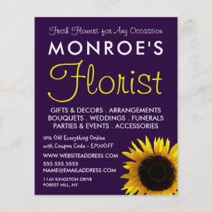 Moderne Sonnenblume, Floristrische Werbung Flyer