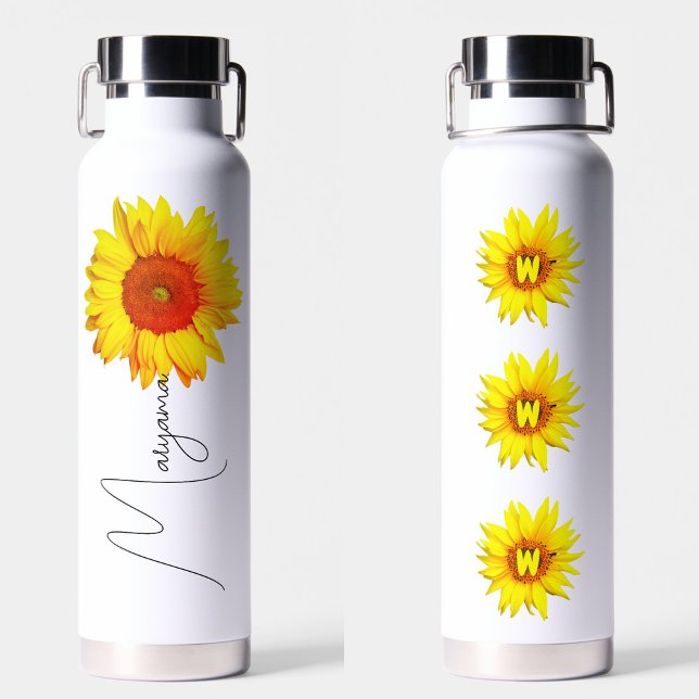 Moderne Sonnenblume | Personalisierter Name & Mono Trinkflasche (Unique water bottle
)
