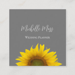 Moderne Sonnenblume QR-Code Elegant Gray Quadratische Visitenkarte