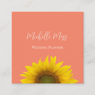 Moderne Sonnenblume QR Code Elegante Peach Quadratische Visitenkarte