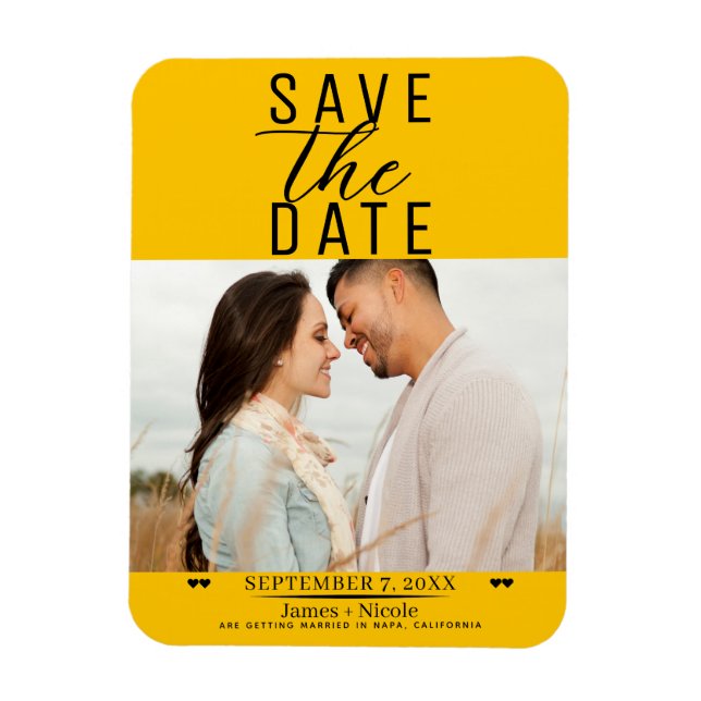 Moderne Sonnenblume Save the Date Hochzeitsszitz F Magnet (Vertikal)