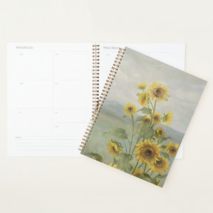 Moderne Sonnenblume Wasserfarbe & Personalisiertes Planer