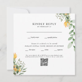 Moderne Sonnenblume Weißer Quadrat Hochzeit QR-Cod
