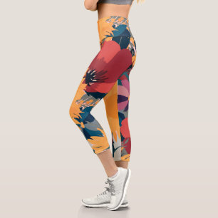 Moderne Sonnenblumen Blumenfarben Design Capri Leggings