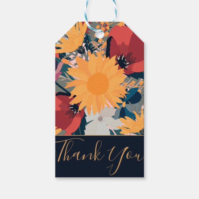 Moderne Sonnenblumen Blumenfarben Design Geschenkanhänger (Vorderseite)