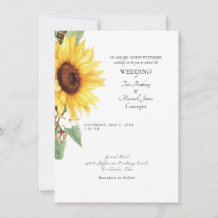 Moderne Sonnenblumen-Brautpartys Einfache Hochzeit Einladung