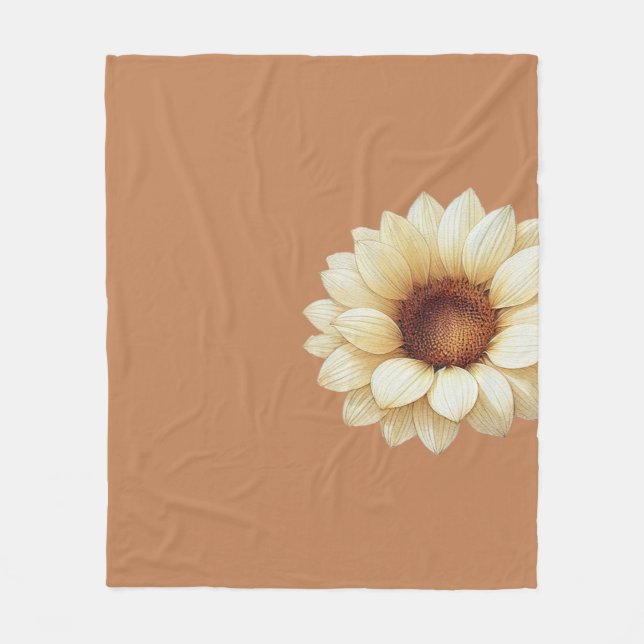 Moderne Sonnenblumen-Decke in Terrakotta Fleecedecke (Vorderseite)