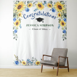 Moderne Sonnenblumen Eucalyptus Foto Grad Hintergr Wandteppich