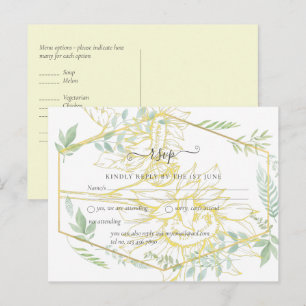 Moderne Sonnenblumen Grüne Sage Gold Hochzeit Postkarte