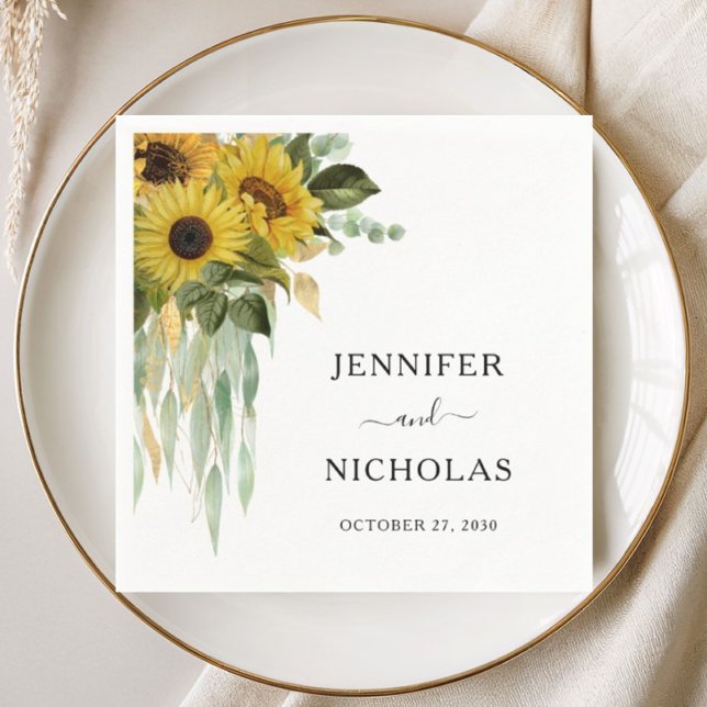 Moderne Sonnenblumen-Hochzeit  Serviette (Modern Sunflower Wedding Napkins)