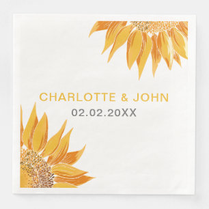 Moderne Sonnenblumen-Hochzeit Serviette